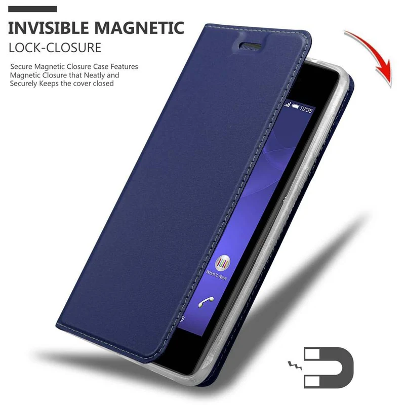 Cadorabo Hülle kompatibel mit Sony Xperia E3 Schutzhülle mit Magnetverschluss, Standfunktion und Kartenfach