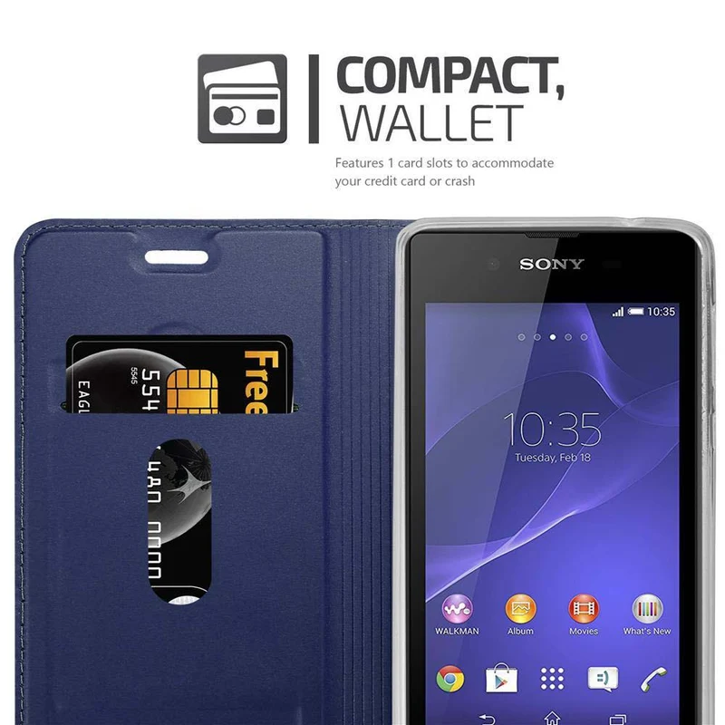 Cadorabo Hülle kompatibel mit Sony Xperia E3 Schutzhülle mit Magnetverschluss, Standfunktion und Kartenfach