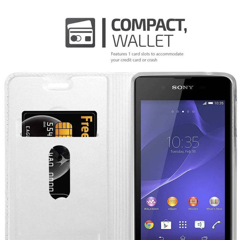 Cadorabo Hülle kompatibel mit Sony Xperia E3 Schutzhülle mit Magnetverschluss, Standfunktion und Kartenfach