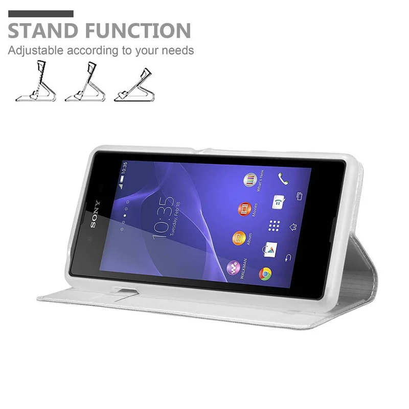 Cadorabo Hülle kompatibel mit Sony Xperia E3 Schutzhülle mit Magnetverschluss, Standfunktion und Kartenfach