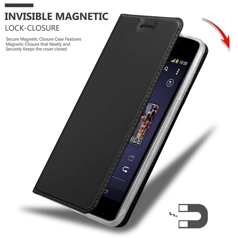 Cadorabo Hülle kompatibel mit Sony Xperia E1 Schutzhülle mit Magnetverschluss, Standfunktion und Kartenfach