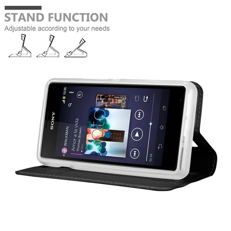 Cadorabo Hülle kompatibel mit Sony Xperia E1 Schutzhülle mit Magnetverschluss, Standfunktion und Kartenfach