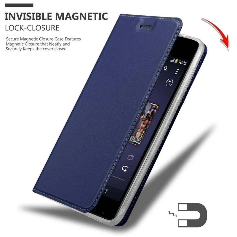 Cadorabo Hülle kompatibel mit Sony Xperia E1 Schutzhülle mit Magnetverschluss, Standfunktion und Kartenfach