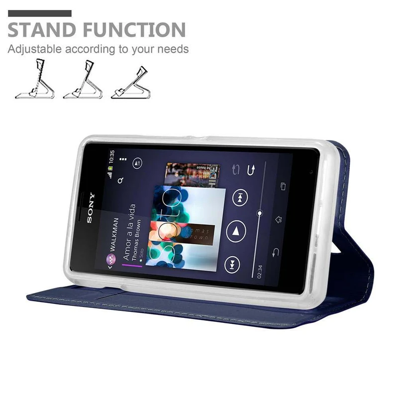 Cadorabo Hülle kompatibel mit Sony Xperia E1 Schutzhülle mit Magnetverschluss, Standfunktion und Kartenfach