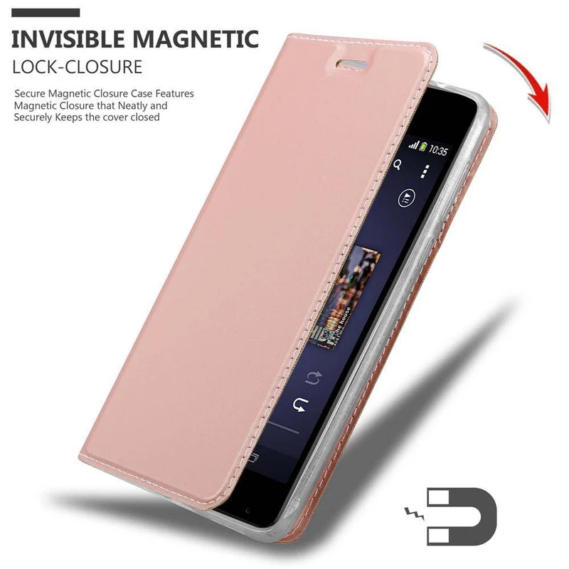 Cadorabo Hülle kompatibel mit Sony Xperia E1 Schutzhülle mit Magnetverschluss, Standfunktion und Kartenfach