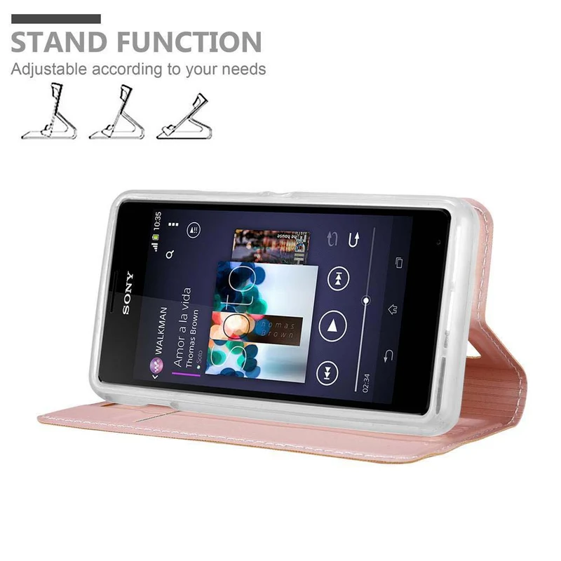 Cadorabo Hülle kompatibel mit Sony Xperia E1 Schutzhülle mit Magnetverschluss, Standfunktion und Kartenfach
