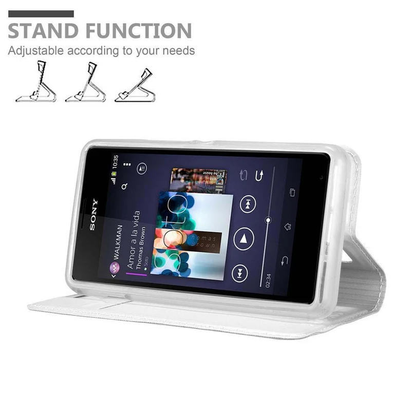 Cadorabo Hülle kompatibel mit Sony Xperia E1 Schutzhülle mit Magnetverschluss, Standfunktion und Kartenfach