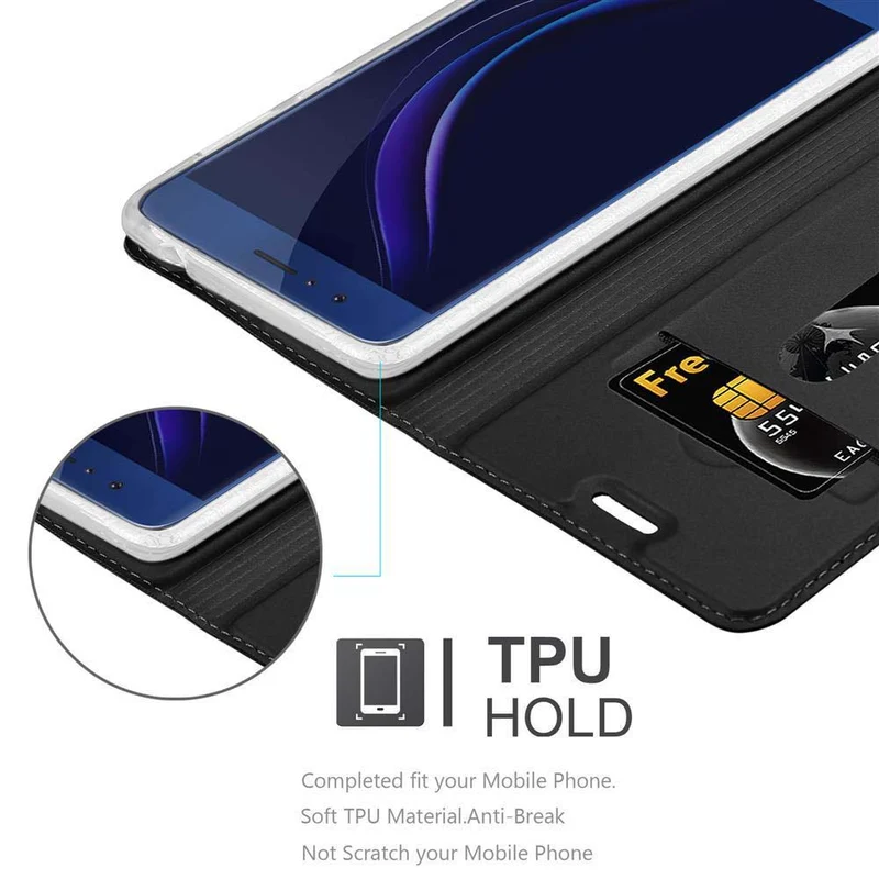 Cadorabo Hülle kompatibel mit Honor 8 / 8 PREMIUM Schutzhülle mit Magnetverschluss, Standfunktion und Kartenfach