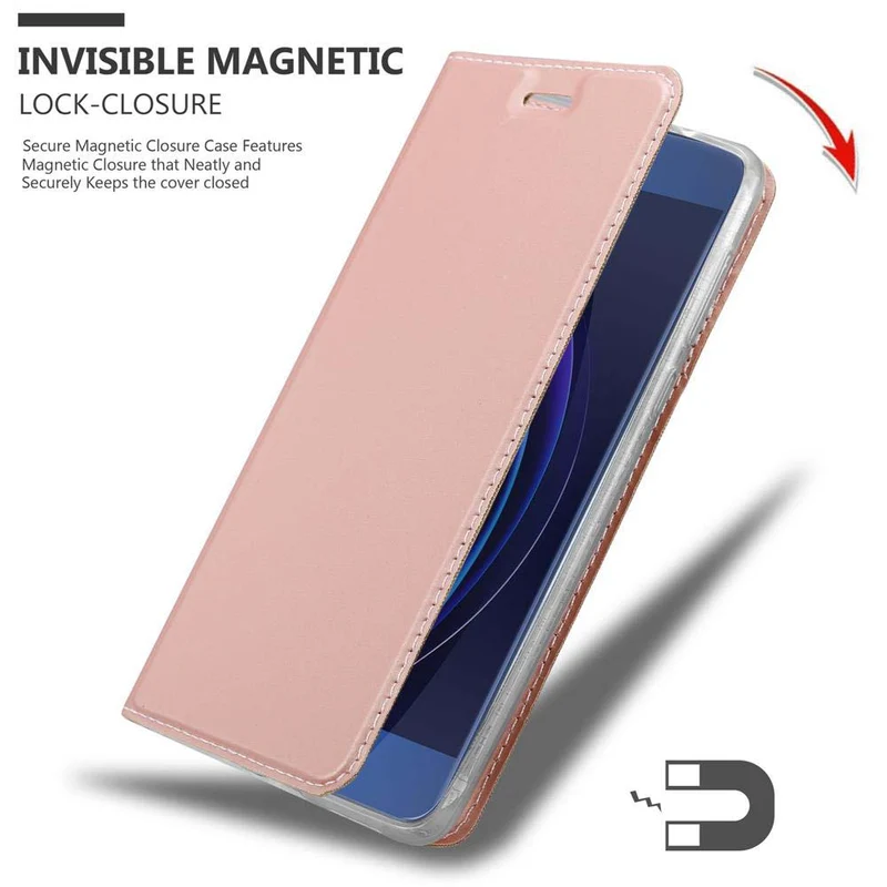 Cadorabo Hülle kompatibel mit Honor 8 / 8 PREMIUM Schutzhülle mit Magnetverschluss, Standfunktion und Kartenfach