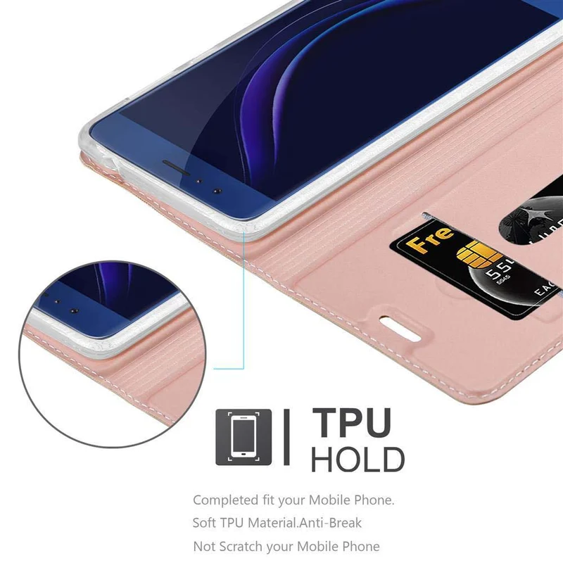 Cadorabo Hülle kompatibel mit Honor 8 / 8 PREMIUM Schutzhülle mit Magnetverschluss, Standfunktion und Kartenfach