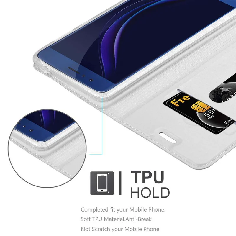 Cadorabo Hülle kompatibel mit Honor 8 / 8 PREMIUM Schutzhülle mit Magnetverschluss, Standfunktion und Kartenfach