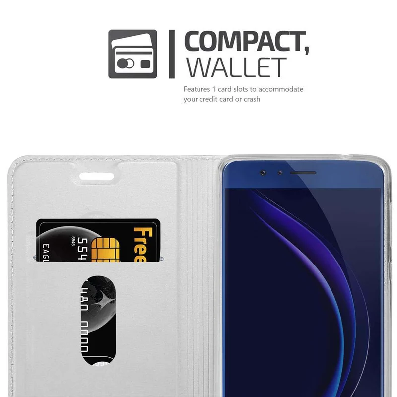 Cadorabo Hülle kompatibel mit Honor 8 / 8 PREMIUM Schutzhülle mit Magnetverschluss, Standfunktion und Kartenfach