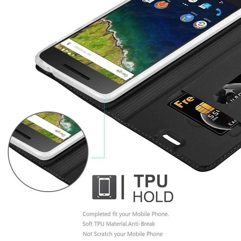 Cadorabo Hülle kompatibel mit Huawei Google NEXUS 6P Schutzhülle mit Magnetverschluss, Standfunktion und Kartenfach
