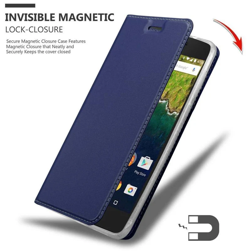 Cadorabo Hülle kompatibel mit Huawei Google NEXUS 6P Schutzhülle mit Magnetverschluss, Standfunktion und Kartenfach