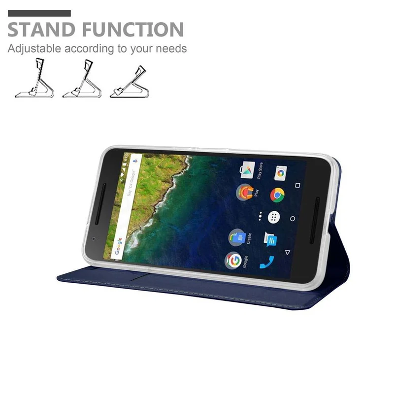 Cadorabo Hülle kompatibel mit Huawei Google NEXUS 6P Schutzhülle mit Magnetverschluss, Standfunktion und Kartenfach