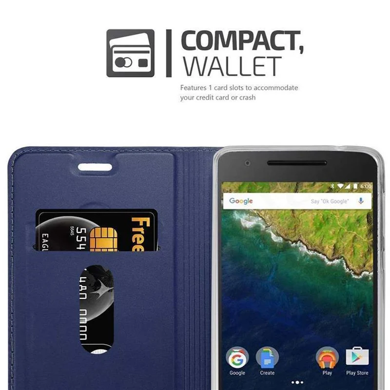 Cadorabo Hülle kompatibel mit Huawei Google NEXUS 6P Schutzhülle mit Magnetverschluss, Standfunktion und Kartenfach
