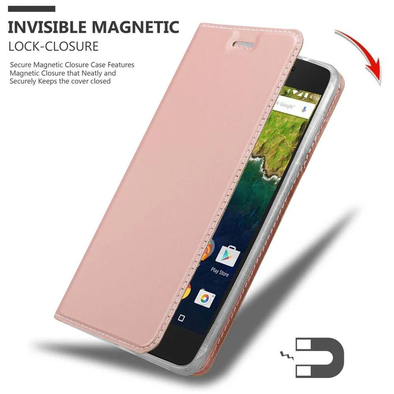 Cadorabo Hülle kompatibel mit Huawei Google NEXUS 6P Schutzhülle mit Magnetverschluss, Standfunktion und Kartenfach