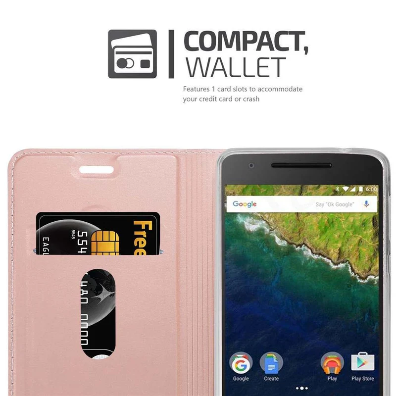 Cadorabo Hülle kompatibel mit Huawei Google NEXUS 6P Schutzhülle mit Magnetverschluss, Standfunktion und Kartenfach