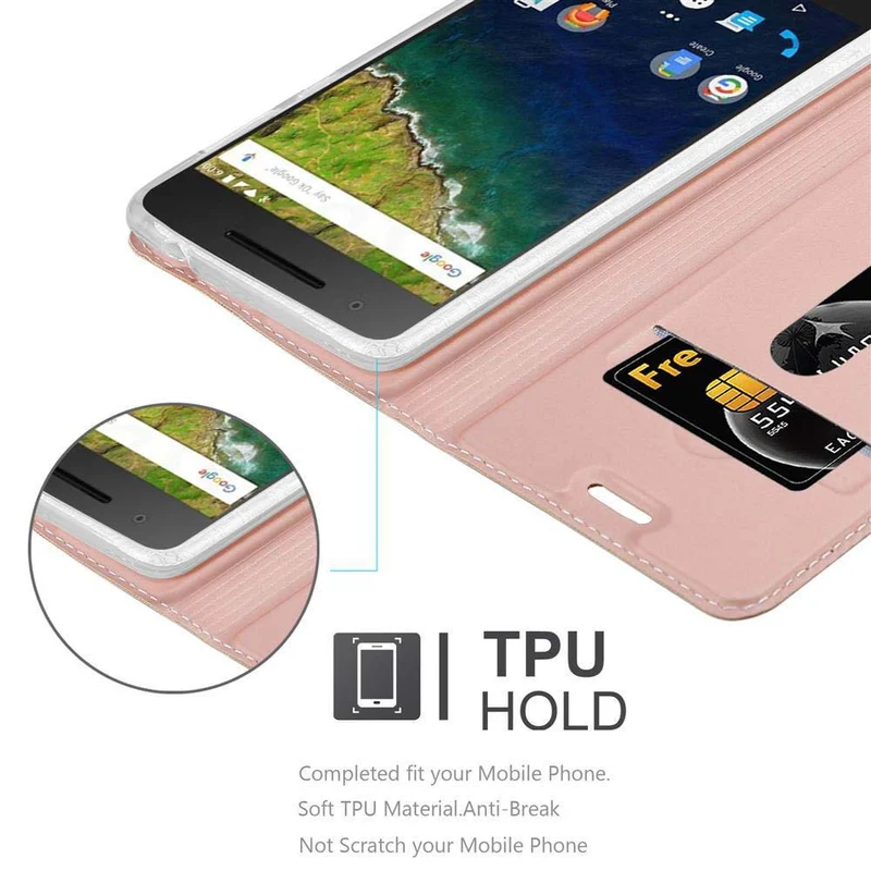 Cadorabo Hülle kompatibel mit Huawei Google NEXUS 6P Schutzhülle mit Magnetverschluss, Standfunktion und Kartenfach