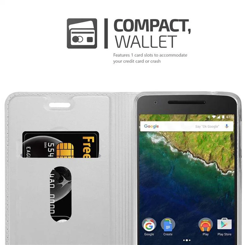 Cadorabo Hülle kompatibel mit Huawei Google NEXUS 6P Schutzhülle mit Magnetverschluss, Standfunktion und Kartenfach