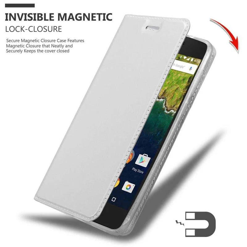 Cadorabo Hülle kompatibel mit Huawei Google NEXUS 6P Schutzhülle mit Magnetverschluss, Standfunktion und Kartenfach