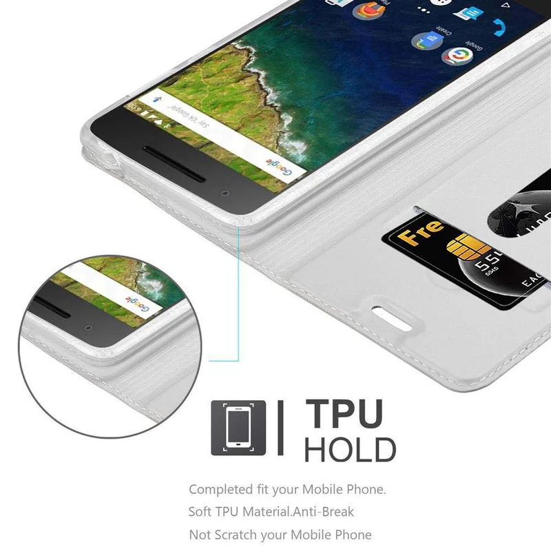 Cadorabo Hülle kompatibel mit Huawei Google NEXUS 6P Schutzhülle mit Magnetverschluss, Standfunktion und Kartenfach