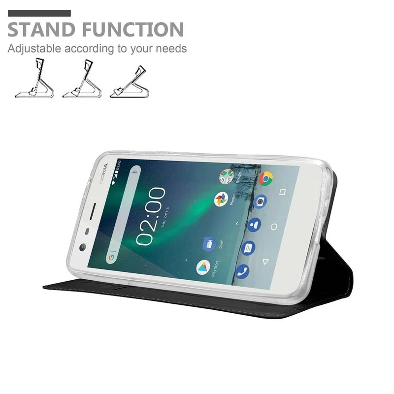 Cadorabo Hülle kompatibel mit Nokia 2 2017 Schutzhülle mit Magnetverschluss, Standfunktion und Kartenfach