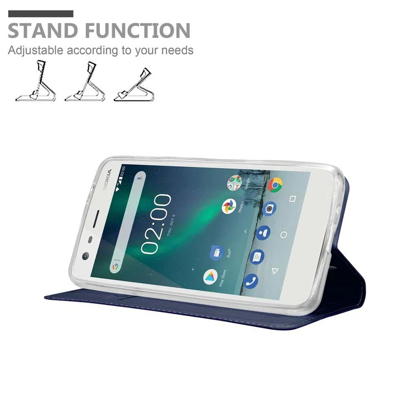 Cadorabo Hülle kompatibel mit Nokia 2 2017 Schutzhülle mit Magnetverschluss, Standfunktion und Kartenfach