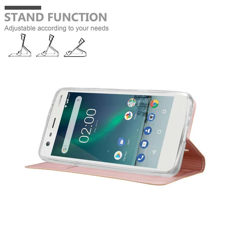 Cadorabo Hülle kompatibel mit Nokia 2 2017 Schutzhülle mit Magnetverschluss, Standfunktion und Kartenfach