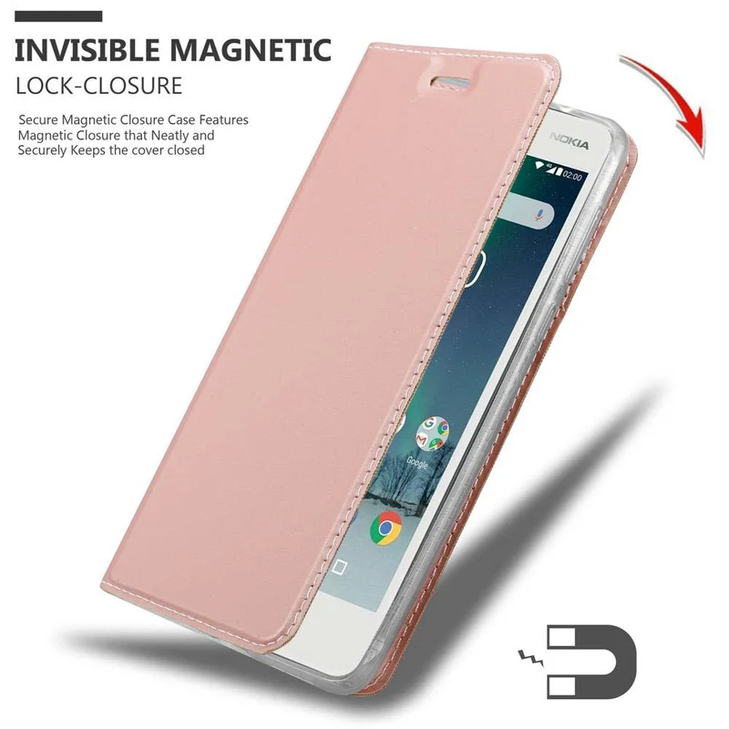 Cadorabo Hülle kompatibel mit Nokia 2 2017 Schutzhülle mit Magnetverschluss, Standfunktion und Kartenfach