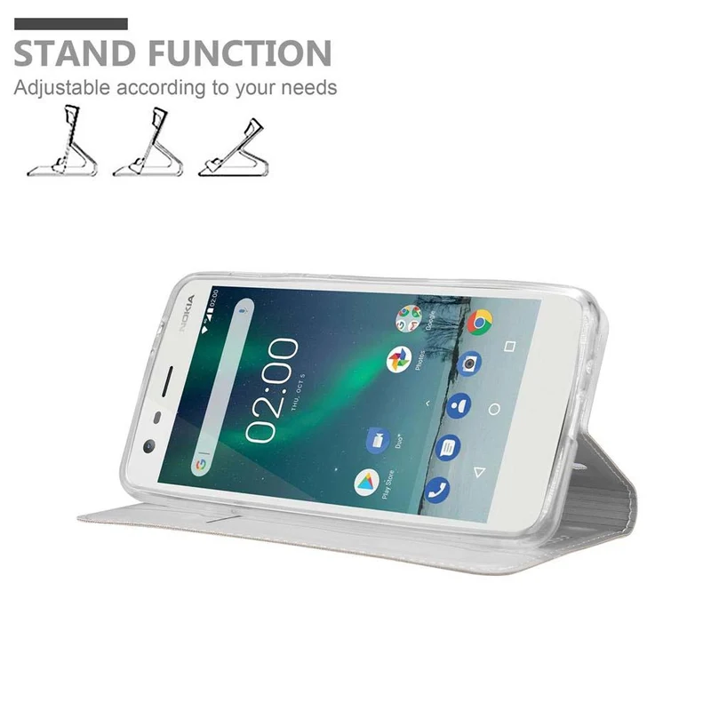 Cadorabo Hülle kompatibel mit Nokia 2 2017 Schutzhülle mit Magnetverschluss, Standfunktion und Kartenfach