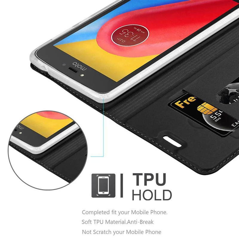Cadorabo Hülle kompatibel mit Motorola MOTO C Schutzhülle mit Magnetverschluss, Standfunktion und Kartenfach