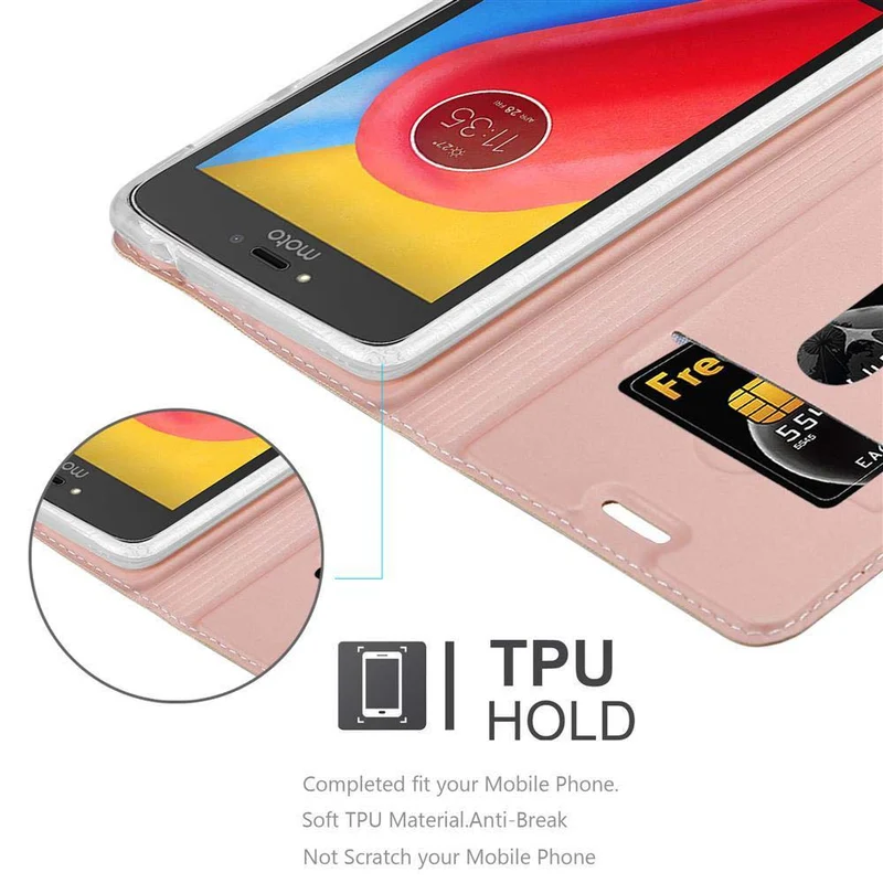 Cadorabo Hülle kompatibel mit Motorola MOTO C Schutzhülle mit Magnetverschluss, Standfunktion und Kartenfach