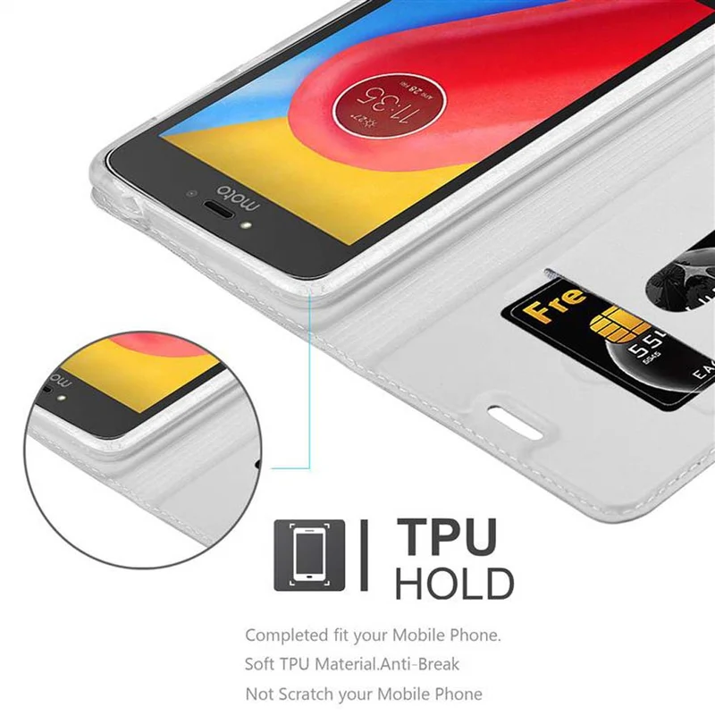 Cadorabo Hülle kompatibel mit Motorola MOTO C Schutzhülle mit Magnetverschluss, Standfunktion und Kartenfach