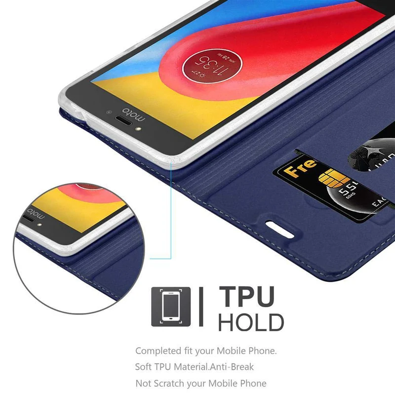 Cadorabo Hülle kompatibel mit Motorola MOTO C PLUS Schutzhülle mit Magnetverschluss, Standfunktion und Kartenfach