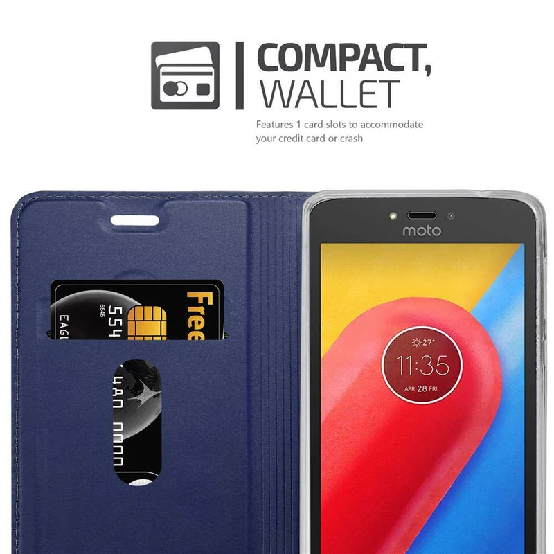Cadorabo Hülle kompatibel mit Motorola MOTO C PLUS Schutzhülle mit Magnetverschluss, Standfunktion und Kartenfach