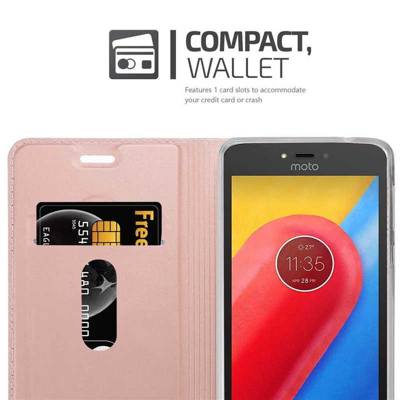 Cadorabo Hülle kompatibel mit Motorola MOTO C PLUS Schutzhülle mit Magnetverschluss, Standfunktion und Kartenfach