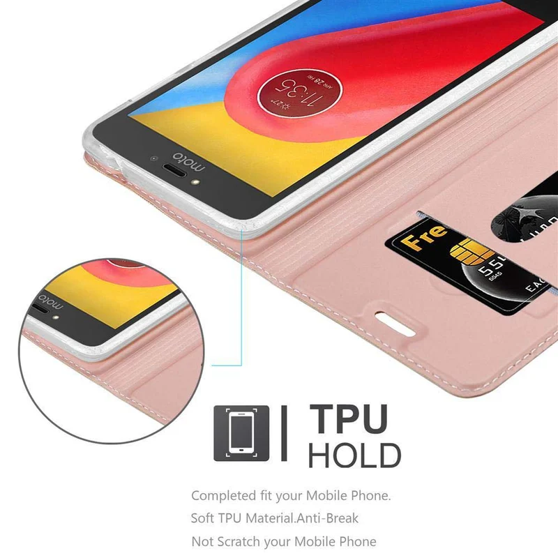 Cadorabo Hülle kompatibel mit Motorola MOTO C PLUS Schutzhülle mit Magnetverschluss, Standfunktion und Kartenfach