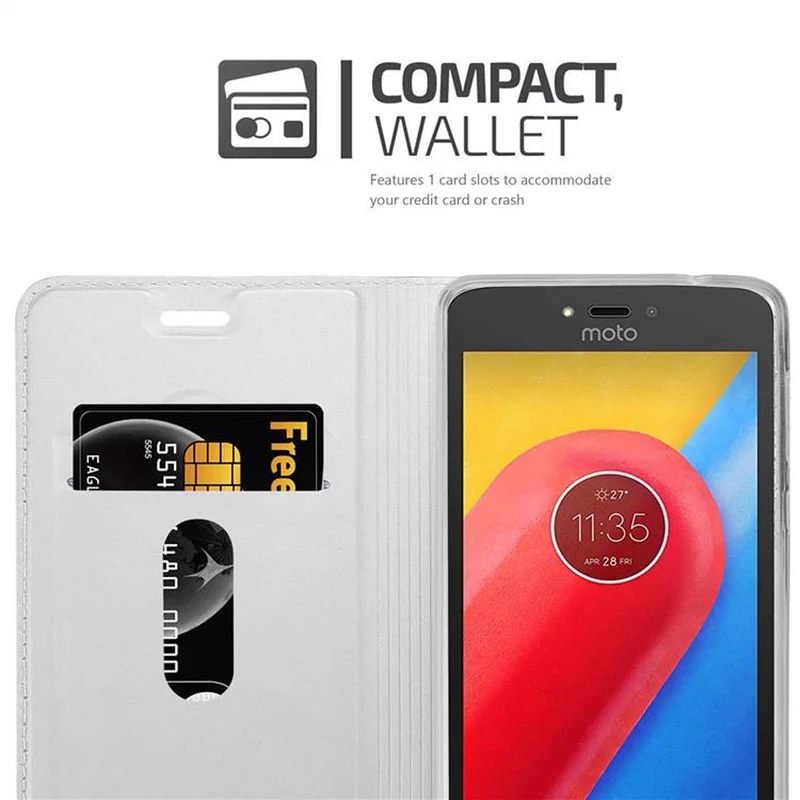 Cadorabo Hülle kompatibel mit Motorola MOTO C PLUS Schutzhülle mit Magnetverschluss, Standfunktion und Kartenfach