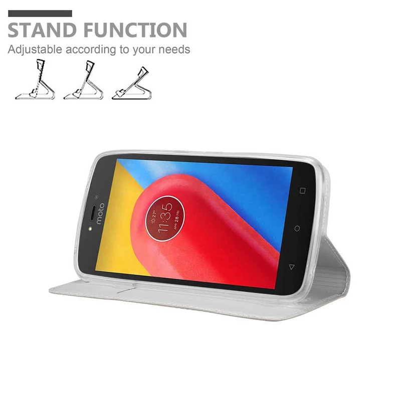Cadorabo Hülle kompatibel mit Motorola MOTO C PLUS Schutzhülle mit Magnetverschluss, Standfunktion und Kartenfach
