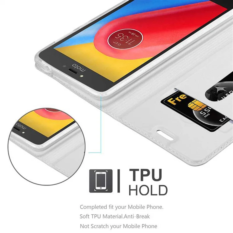 Cadorabo Hülle kompatibel mit Motorola MOTO C PLUS Schutzhülle mit Magnetverschluss, Standfunktion und Kartenfach