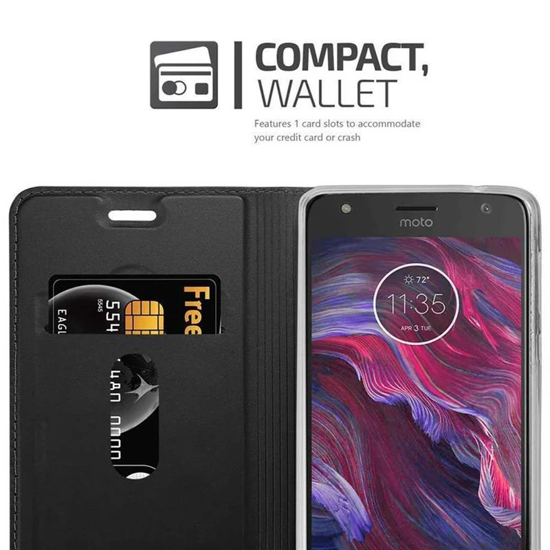 Cadorabo Hülle kompatibel mit Motorola MOTO X4 Schutzhülle mit Magnetverschluss, Standfunktion und Kartenfach