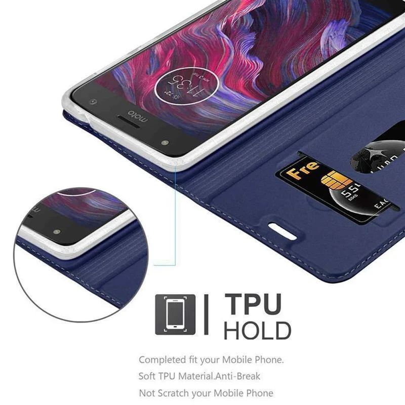 Cadorabo Hülle kompatibel mit Motorola MOTO X4 Schutzhülle mit Magnetverschluss, Standfunktion und Kartenfach