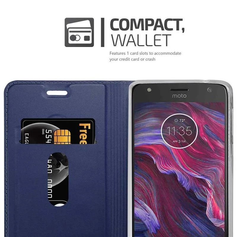 Cadorabo Hülle kompatibel mit Motorola MOTO X4 Schutzhülle mit Magnetverschluss, Standfunktion und Kartenfach