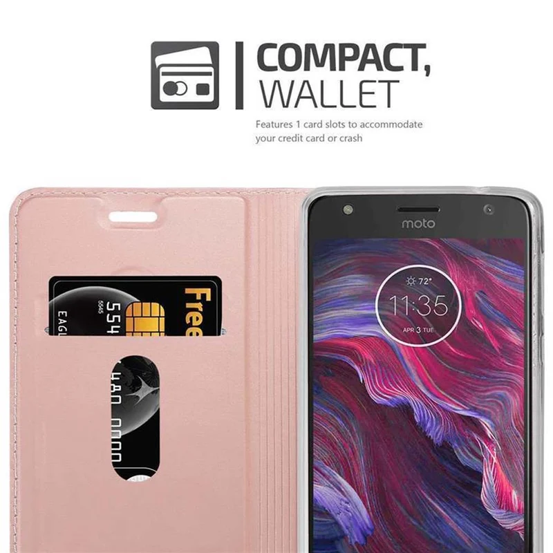 Cadorabo Hülle kompatibel mit Motorola MOTO X4 Schutzhülle mit Magnetverschluss, Standfunktion und Kartenfach