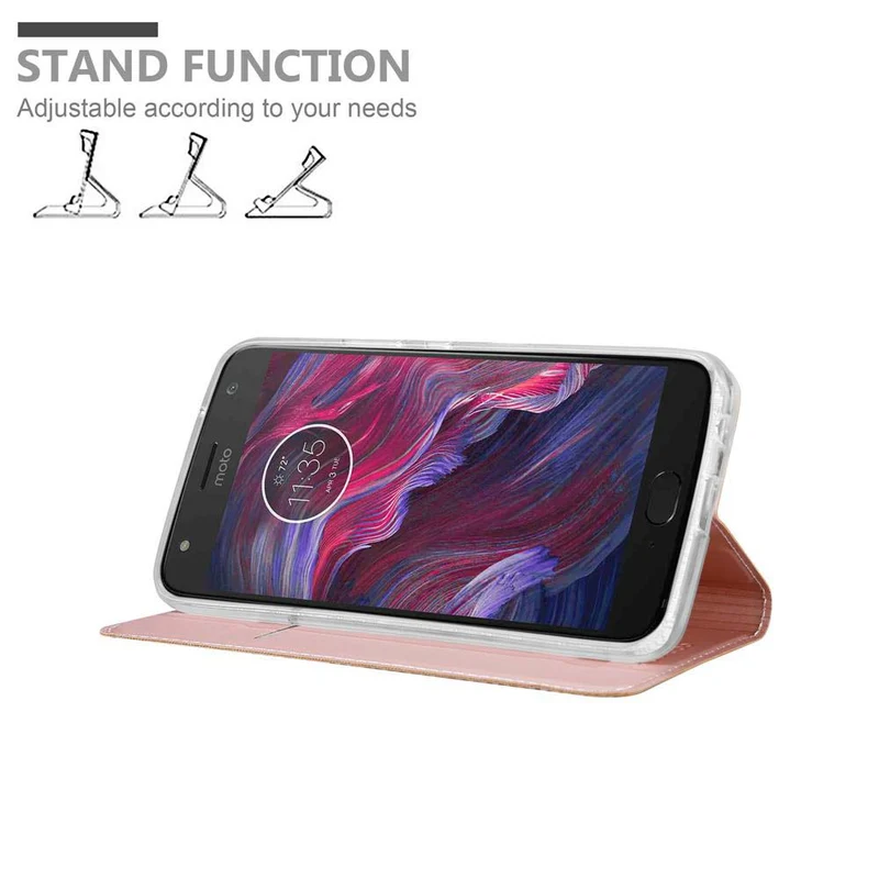 Cadorabo Hülle kompatibel mit Motorola MOTO X4 Schutzhülle mit Magnetverschluss, Standfunktion und Kartenfach