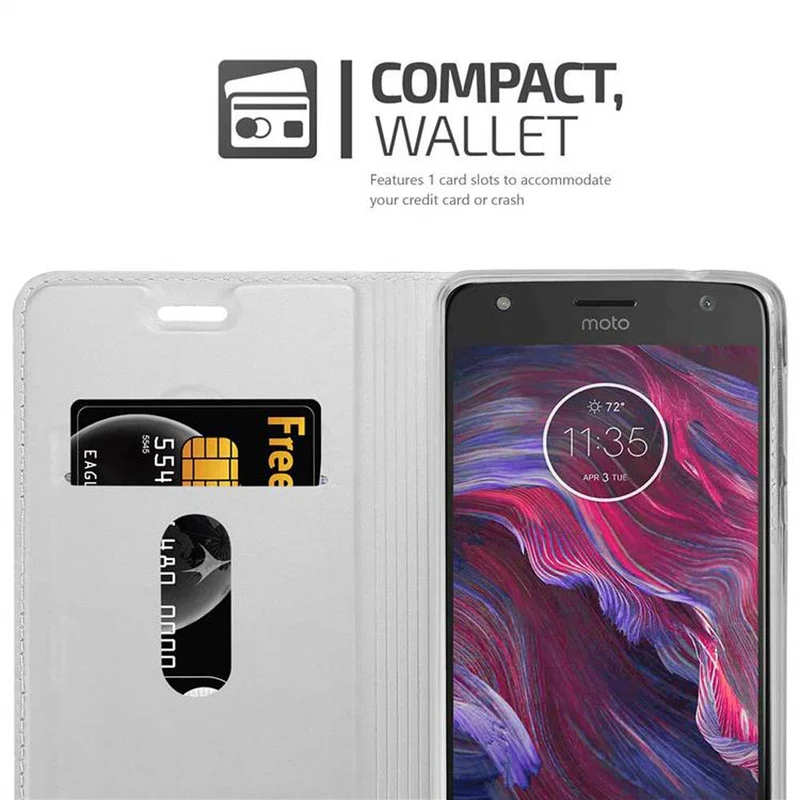 Cadorabo Hülle kompatibel mit Motorola MOTO X4 Schutzhülle mit Magnetverschluss, Standfunktion und Kartenfach
