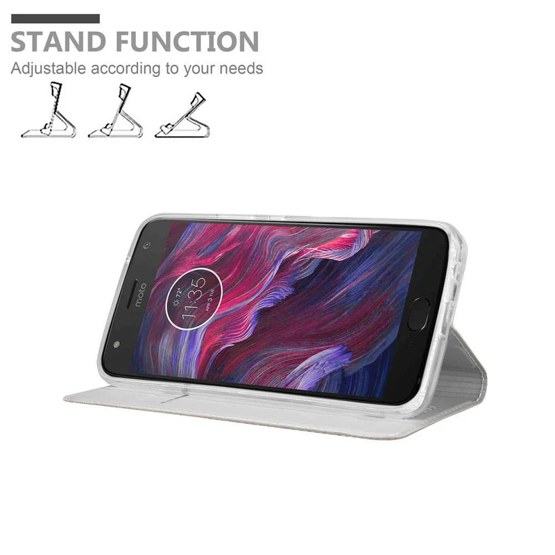 Cadorabo Hülle kompatibel mit Motorola MOTO X4 Schutzhülle mit Magnetverschluss, Standfunktion und Kartenfach