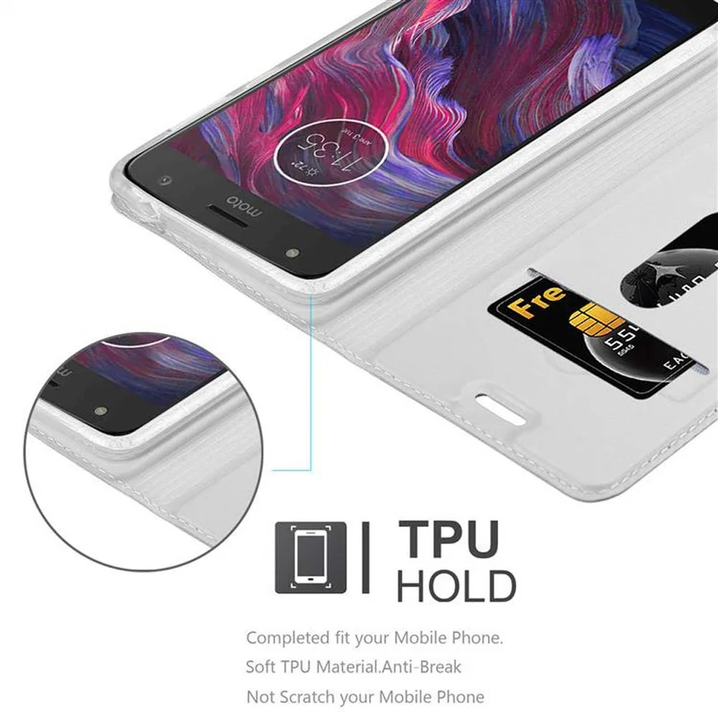 Cadorabo Hülle kompatibel mit Motorola MOTO X4 Schutzhülle mit Magnetverschluss, Standfunktion und Kartenfach