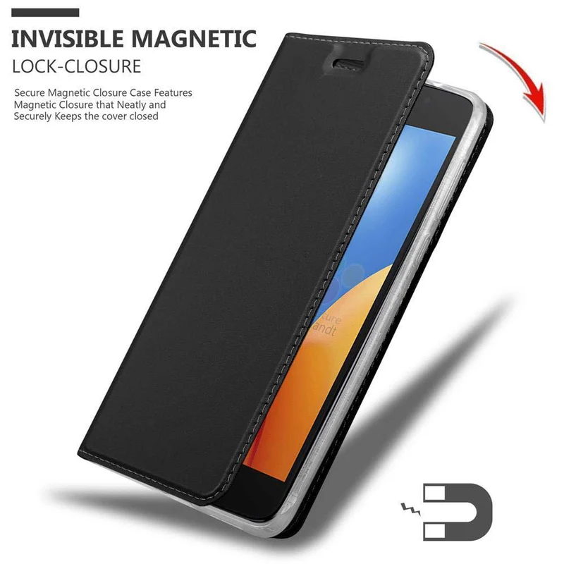 Cadorabo Hülle kompatibel mit Motorola MOTO E4 Schutzhülle mit Magnetverschluss, Standfunktion und Kartenfach